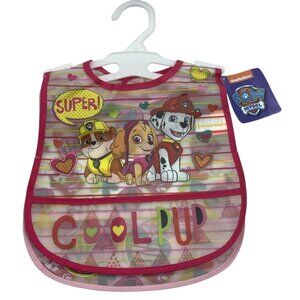 Nickelodeon Paw Patrol Bibs Set Of 2 With Crumb Catcher Pink & Multicolor Hearts